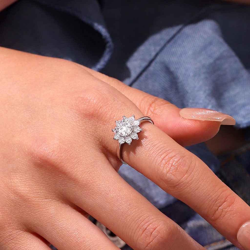 Gnoce Shiny 1ct D Color VVS Moissanite Snowflake Ring_5