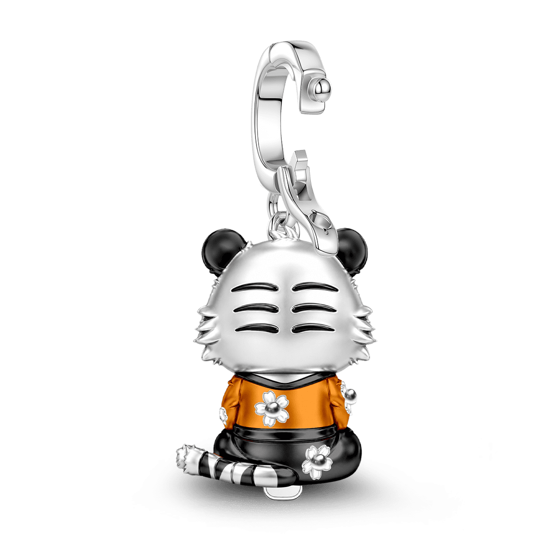 Gnoce Courage Tiger Guardian Clasp Dangle Charm Platinum-plated Silver Blend_7