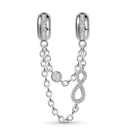 Infinity Love Safety Chain with Crystal Gemstones Sterling Silver_1