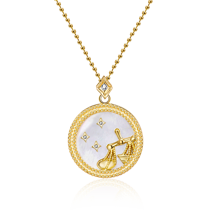 Zodiac Constellation Coin Fritillary Necklace 925 Sterling Silver Bead Chain_1