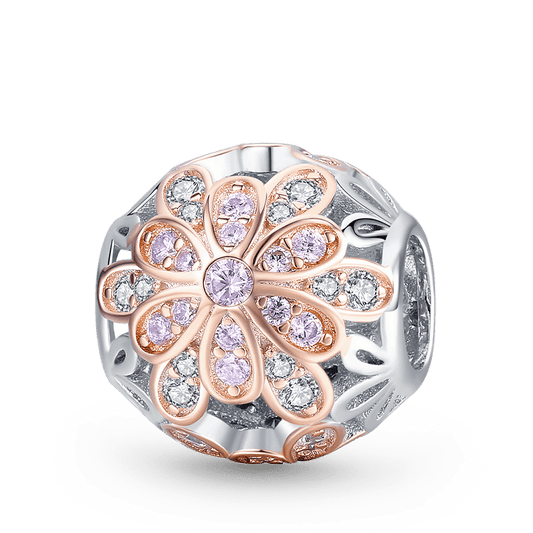 Gnoce Stamen Flower Charm Bead S925 Sterling Silver Inlaid with purple Gemstones_1