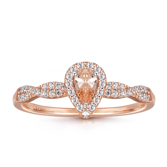 Twisted Teardrop Ring 925 Sterling Silver 18K Rose Gold Plated_1