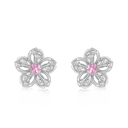 Gnoce Sparkling Cherry Blossoms Stud Earrings_1