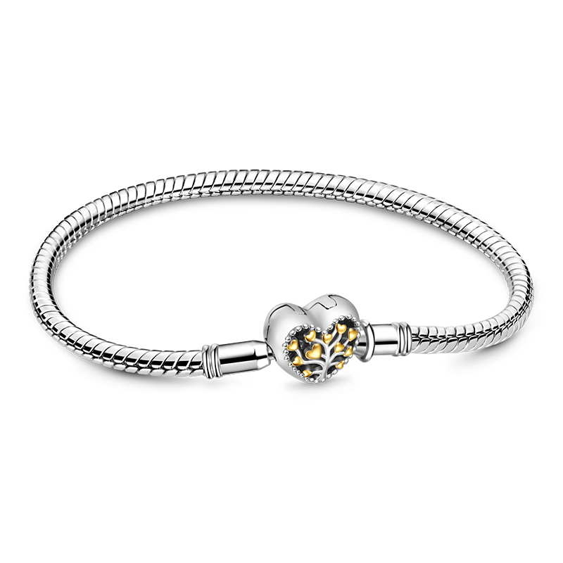 Gnoce Tree of Life Heart Basic Snake Chain Bracelet_2