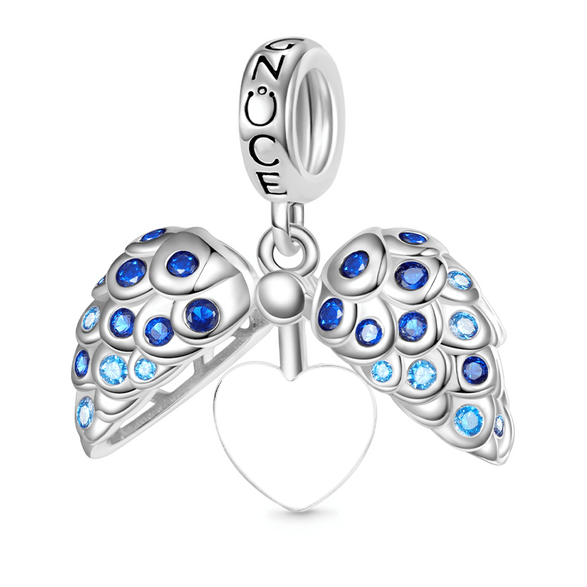 Gnoce Fish Scales Heart Engravable Charm Platinum-plated Silver Blend