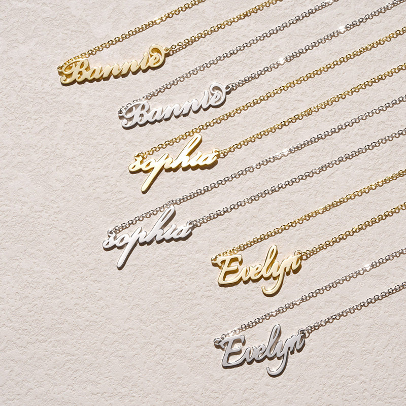 Gnoce "Never Change the Love for You" Personalized Carrie Silver Name Necklace_2