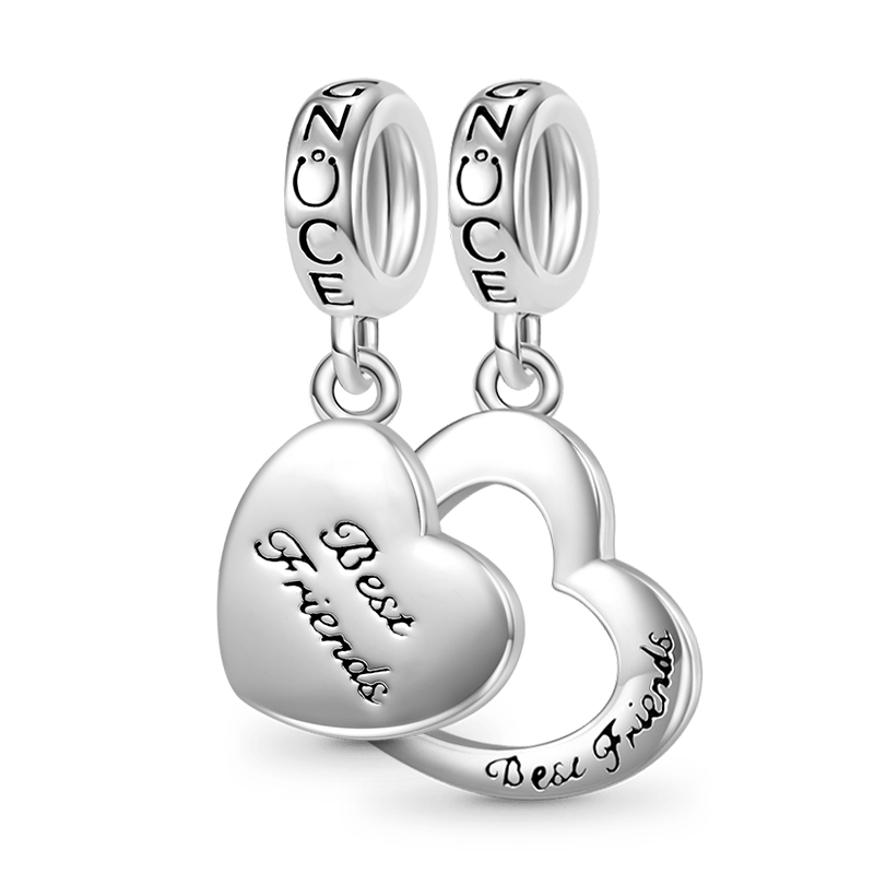 Gnoce Best Friends Heart Pendant Dangle Charm_1