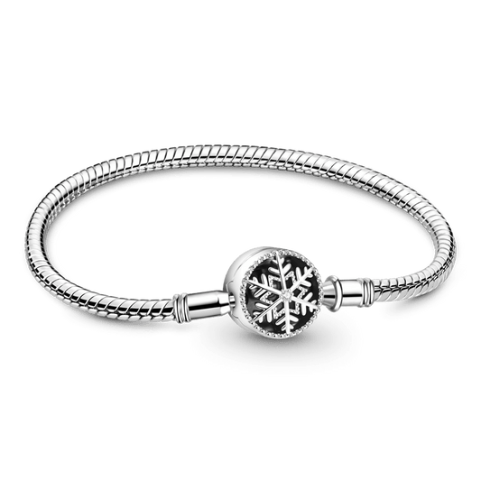Gnoce White Snowflake Basic Snake Chain Bracelet_1