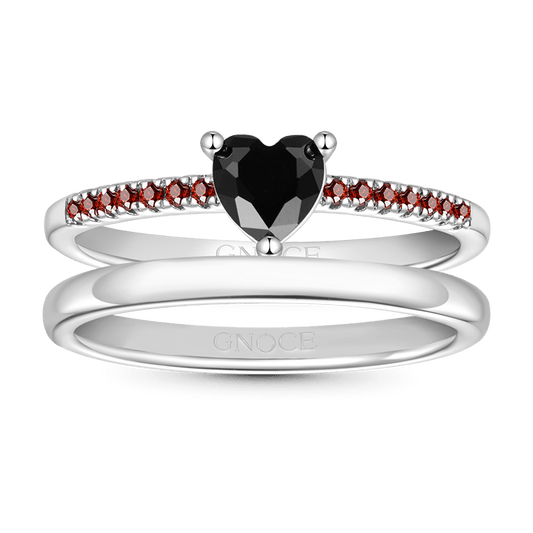 Gnoce Black Heart Cut Stackable Ring Set_1