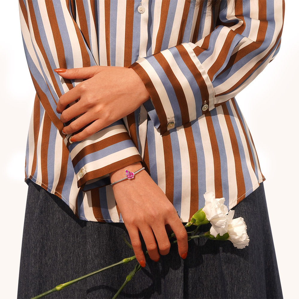 Gnoce Pink Rose Flower Charm_4