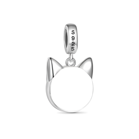 Gnoce Cat Pet Lover Engravable Heart Charm Platinum-plated Silver Blend