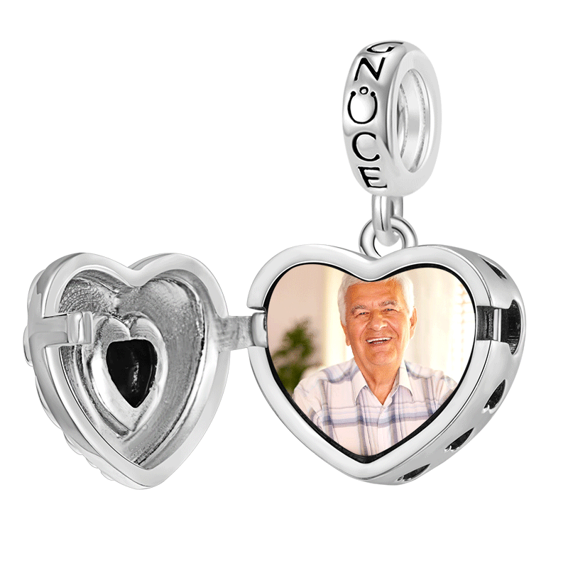 Gnoce Openable Personalized Photo Heart Pendant Dangle Charm_4