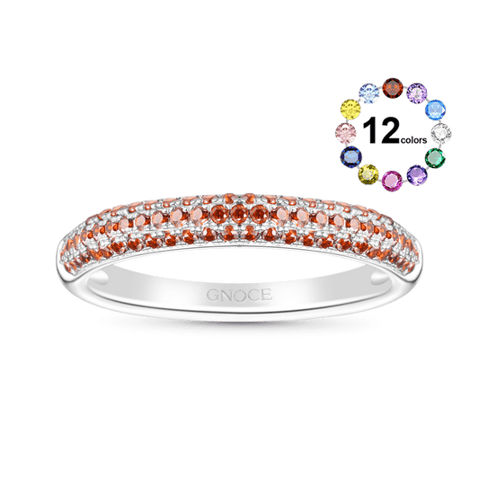 Gnoce Garnet Diamond Pave Birthstone Band Ring_1