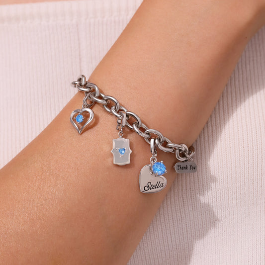 Gnoce Beating Heart Birthstone Clasp Clusters Charm_5