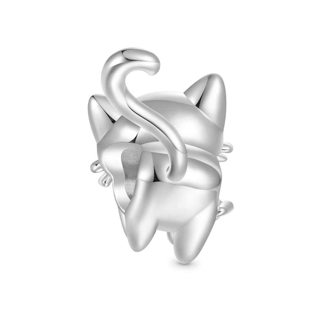 Gnoce White Cat Heart Tail Birthstone Charm_2