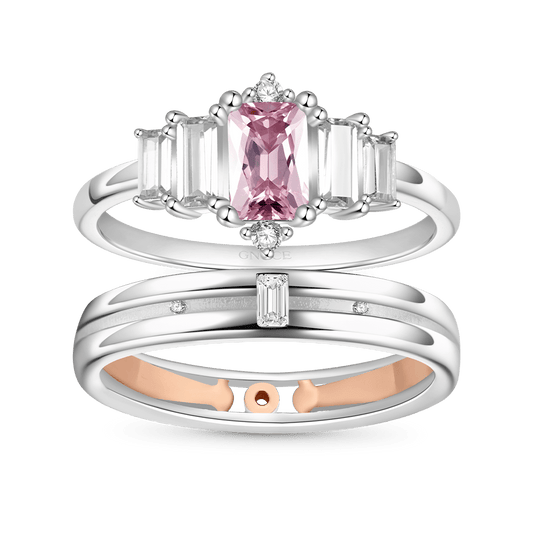 Gnoce Pink Cubic Zirconia Women's Ring_1