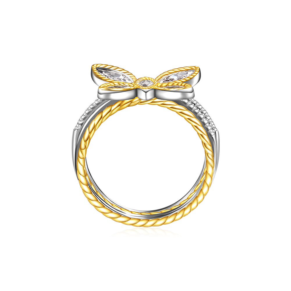 Gnoce Marquise Butterfly Two-tone Fashion Ring_3