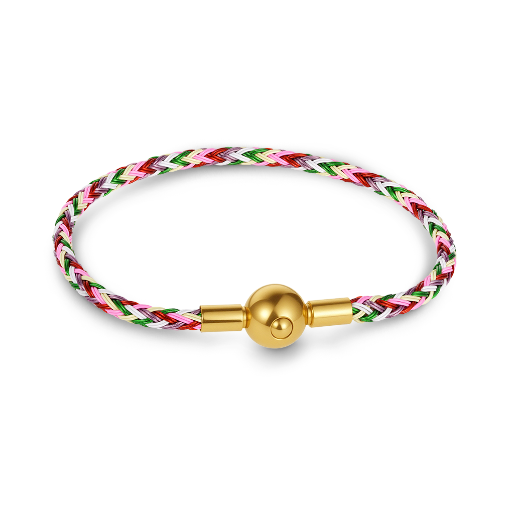 Gnoce Multicolor Round Snap Basic Bracelet with 2 Pieces of Stoppers_1