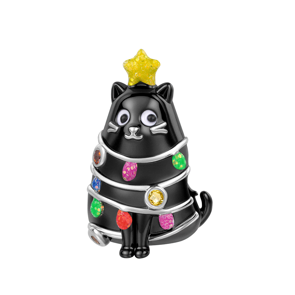 Gnoce Glow-in-the-Dark Black Cat Christmas Tree Beads_1