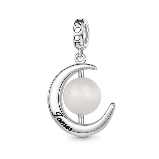 Gnoce Moon Engravable Charm Platinum-plated Silver Blend_1