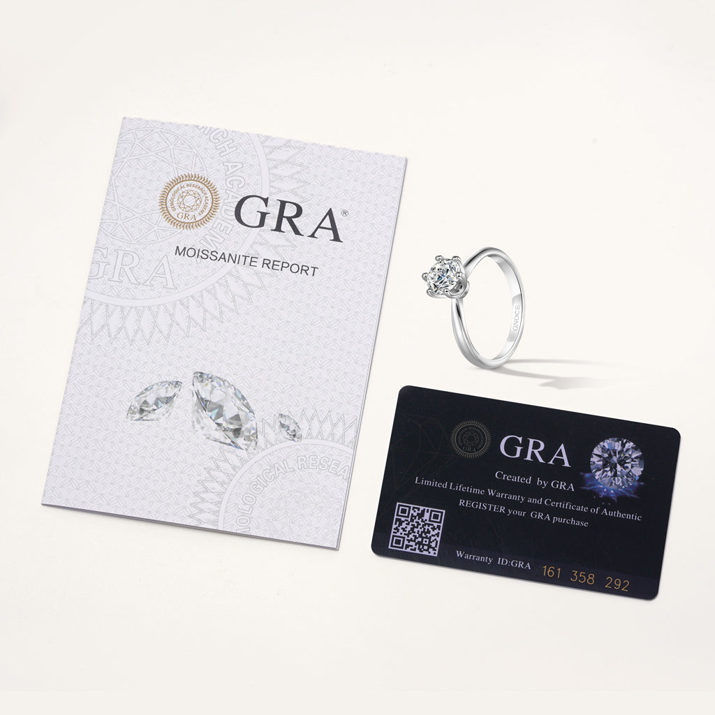 Gnoce Classic 0.5CT Round Halo 925S & VVS Moissanite Engagement Ring_4