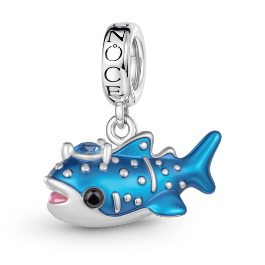 Gnoce Blue Whale Shark Charm Platinum-plated Silver Blend_1