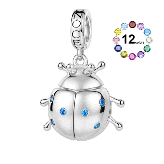 Gnoce Glow-in-the-Dark Beetle Birthstone Charm Platinum-plated Silver Blend_1