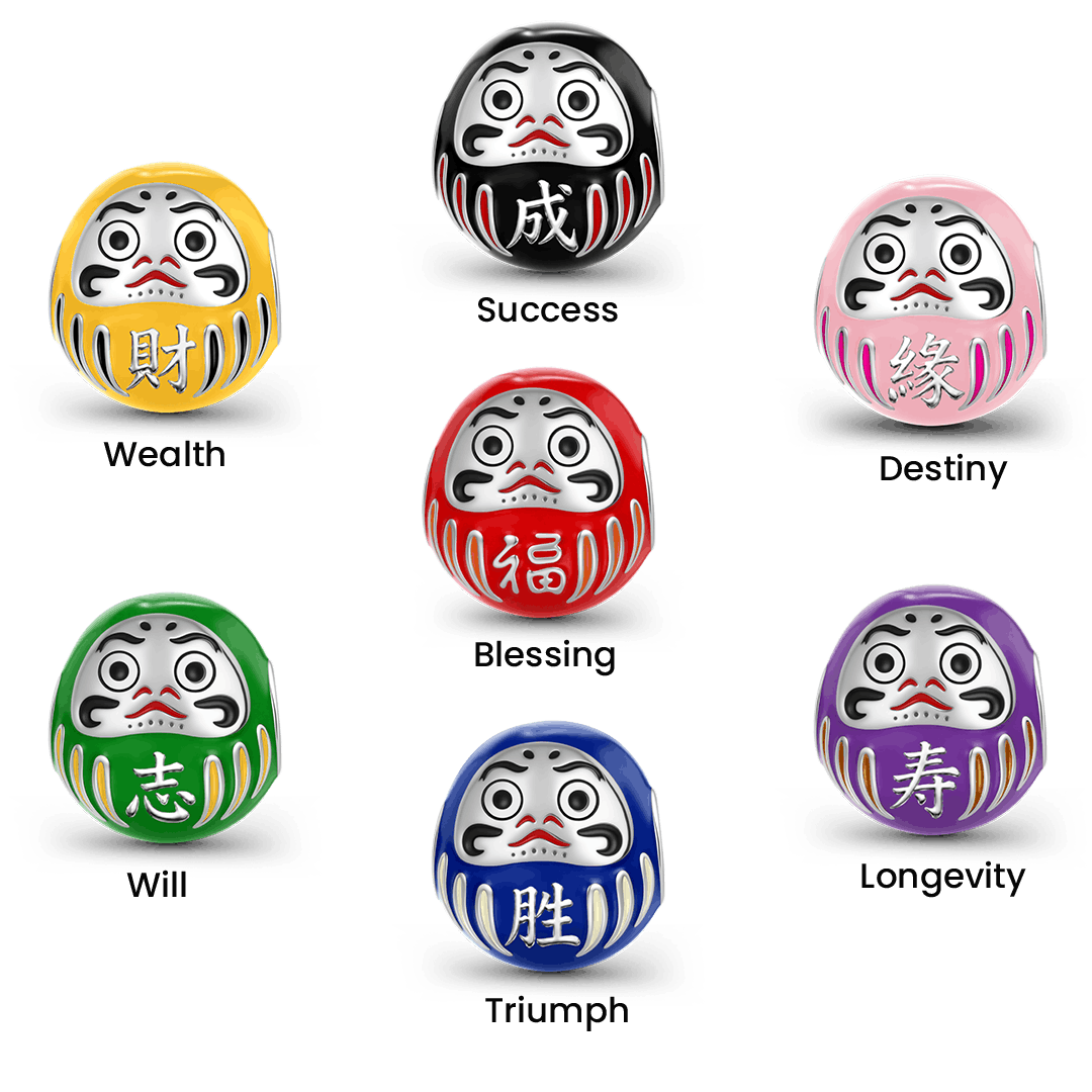 Gnoce Japanese Daruma Charm Platinum-plated Silver Blend_2
