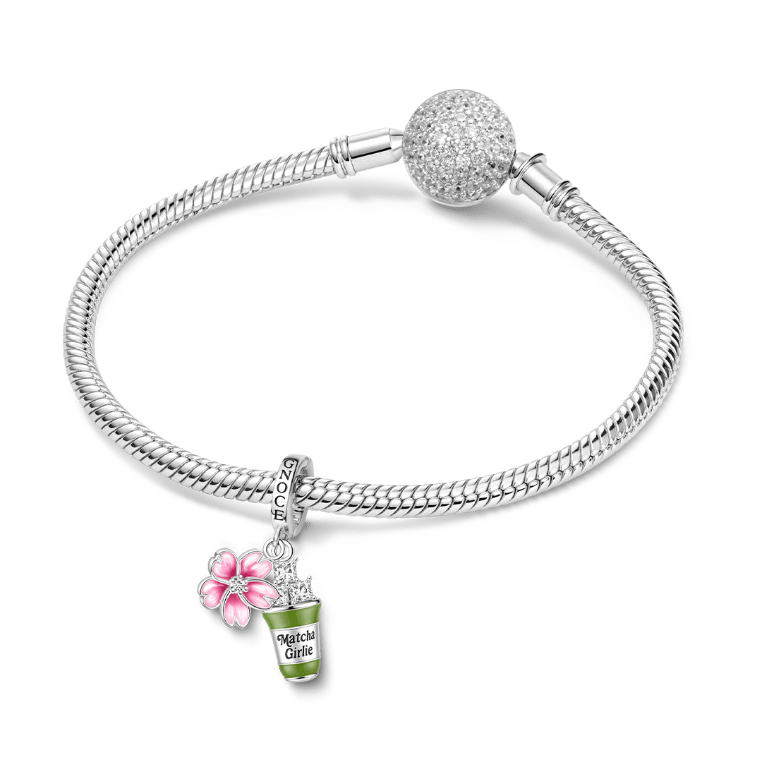 Gnoce Milk Tea Cherry Blossom Clasp Dangle Charm Platinum-plated Silver Blend_3