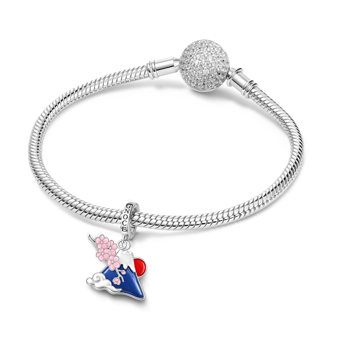 Gnoce Mount Fuji Cherry Blossom Clasp Dangle Charm Platinum-plated Silver Blend_3