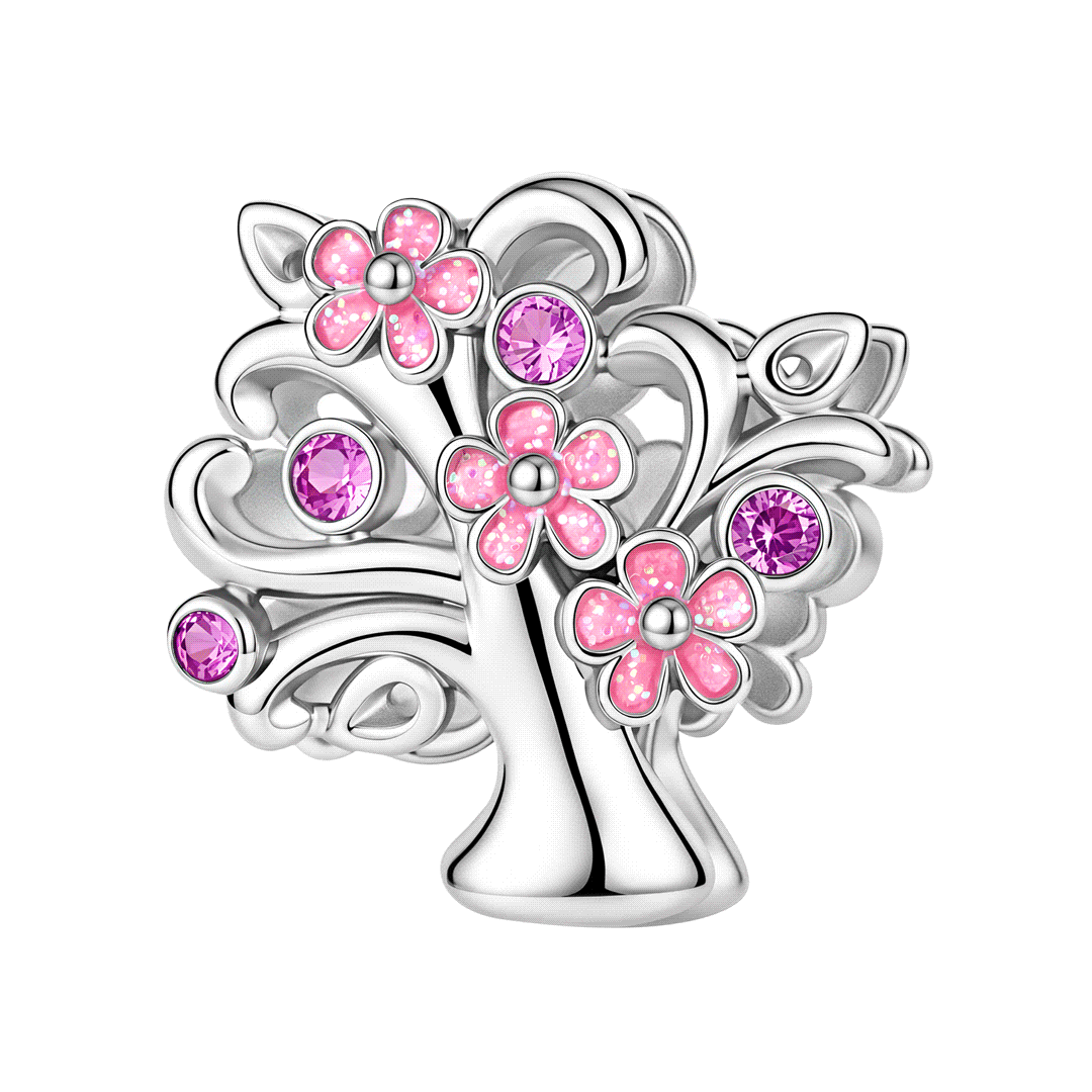 Gnoce Glow-in-the-dark Cherry Blossom Tree Bead Platinum-plated Silver Blend_1