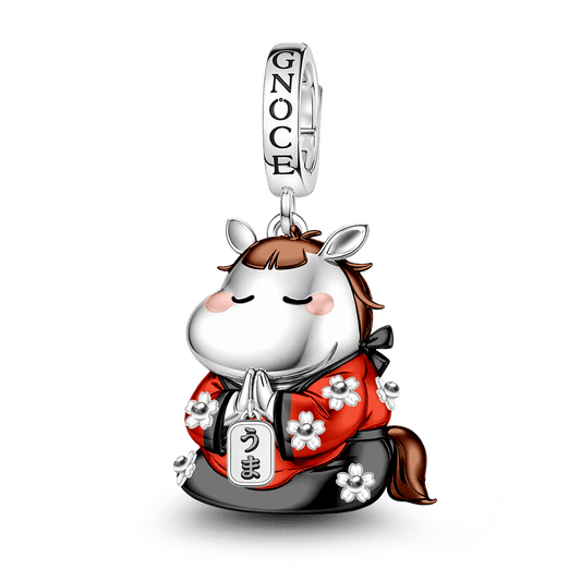 Gnoce Freedom Horse Guardian Clasp Dangle Charm Platinum-plated Silver Blend_1