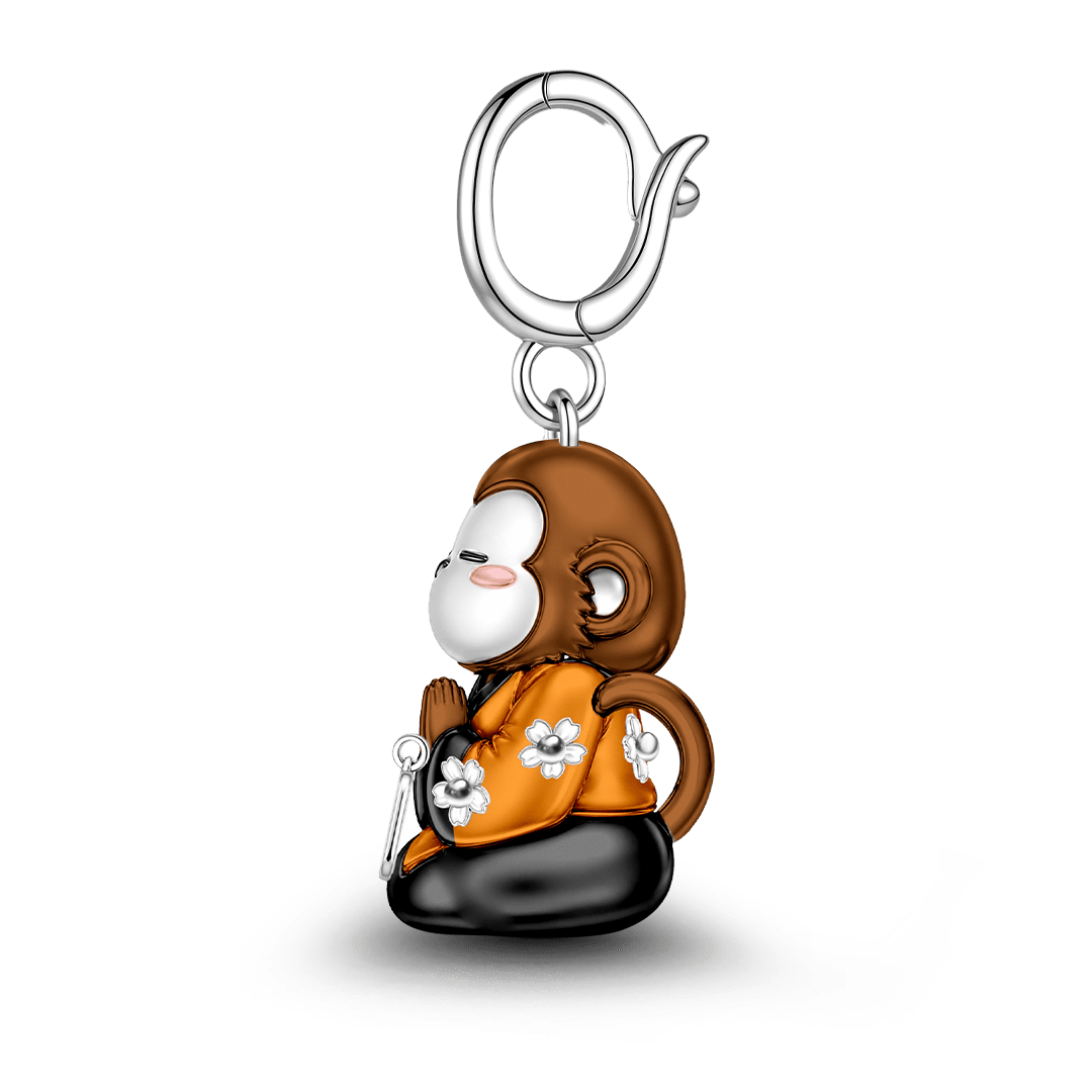Gnoce Ingenuity Monkey Guardian Clasp Dangle Charm Platinum-plated Silver Blend_6