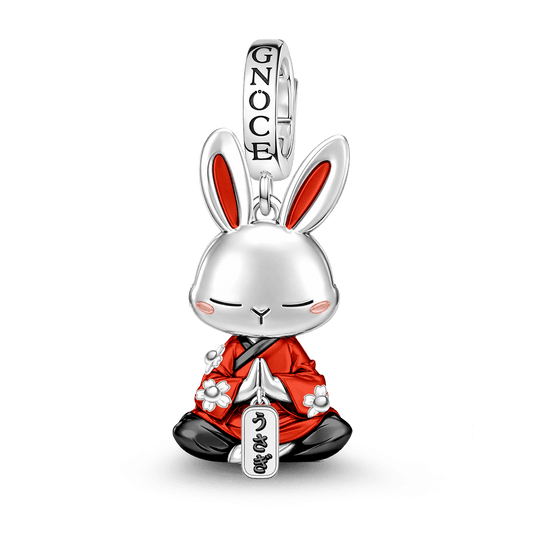 Gnoce Serenity Rabbit Guardian Clasp Dangle Charm Platinum-plated Silver Blend_1