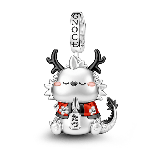 Gnoce Prosperity Dragon Guardian Clasp Dangle Charm Platinum-plated Silver Blend_1