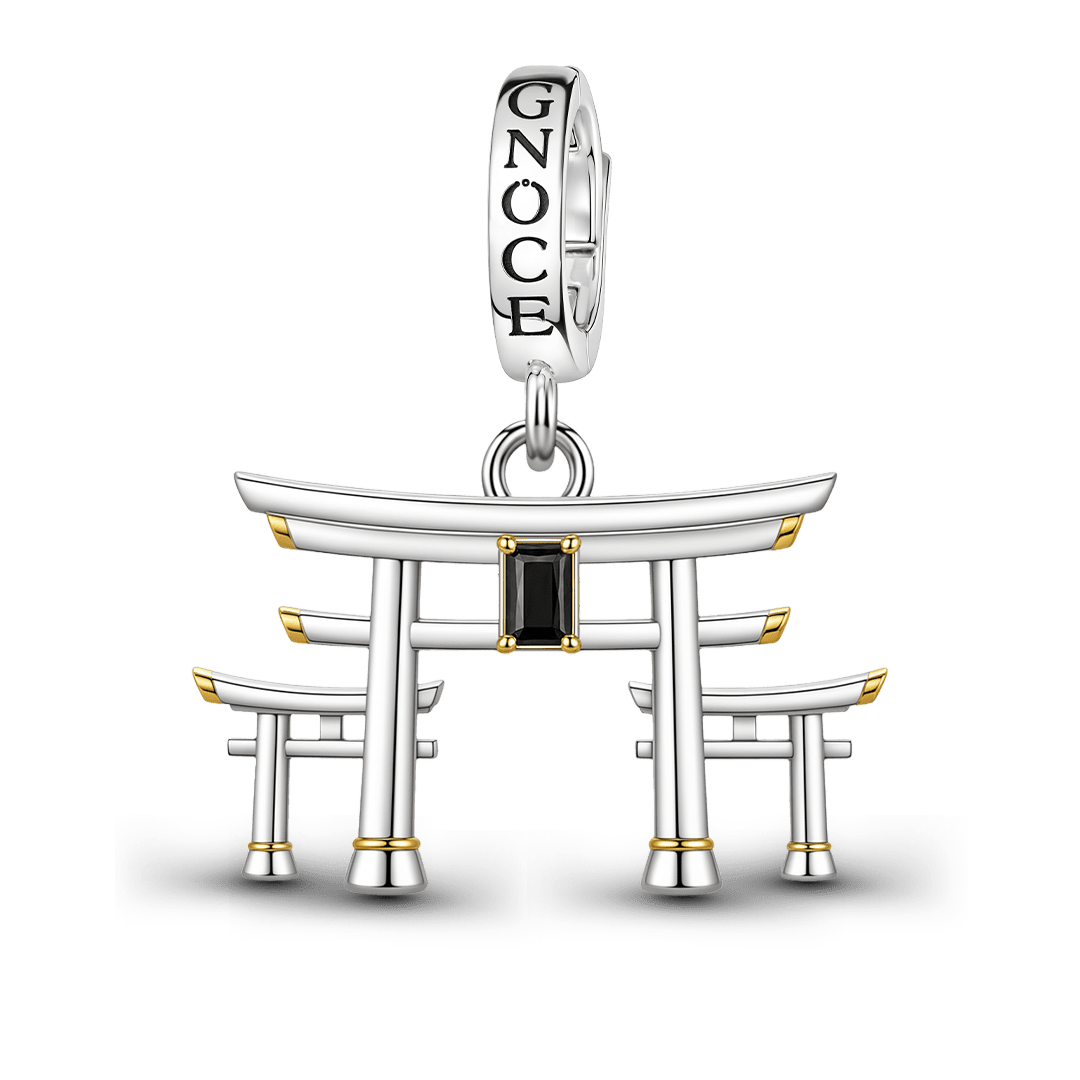 Gnoce Japanese Torii Gate Clasp Dangle Charm Platinum‑plated Silver Blend_1