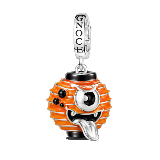 Gnoce Glow In Dark Halloween Japanese Round Monster Lantern Clasp Dangle Charm Platinum-plated Silver Blend_1
