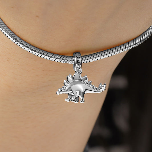 3 Colors Stegosaurus Pendant Dangle Dinosaur Charm Sterling Silver /18K Gold /18K Rose Gold Plated for Dragon Lovers_9