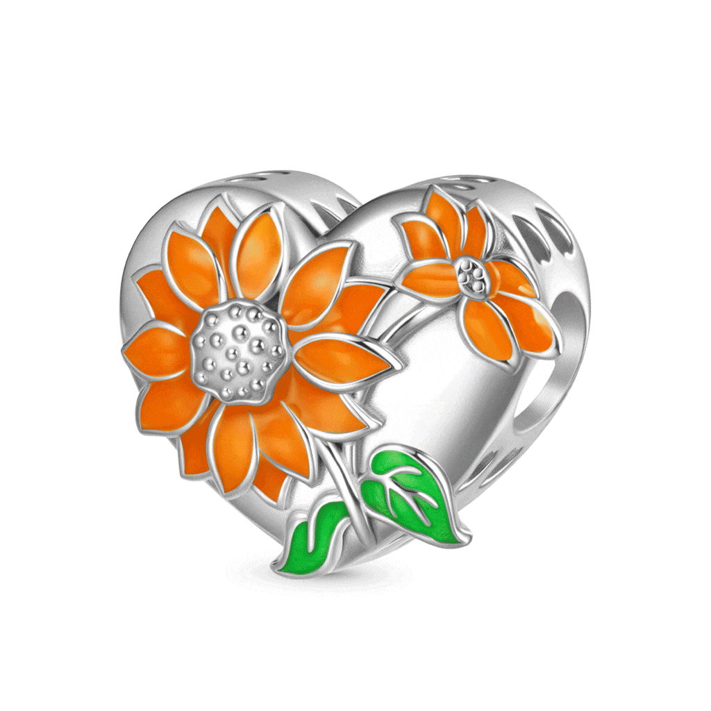 Charm Corazón de Girasol Grabable
