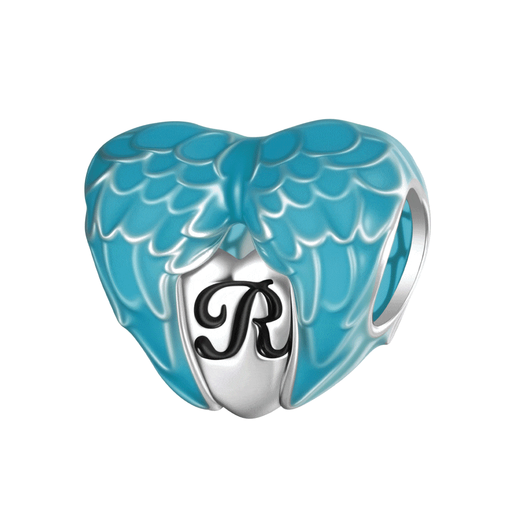 Charm de Corazón Con Alas Azules