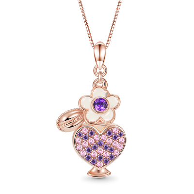 Collar Botella Corazón Perfume
