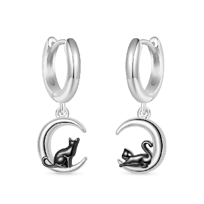 Pendientes de Aros Luna de Gato Negro