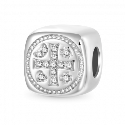 Charm Cruz Cuadrada Brillante