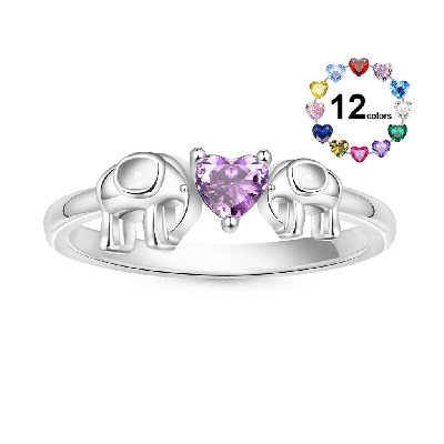 Anillo Corazón Madre Amor Hijo Elefante
