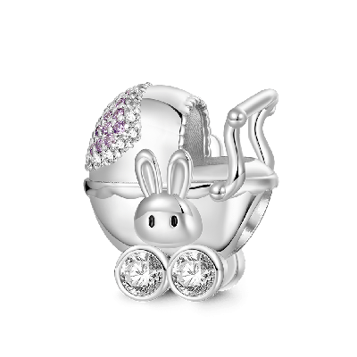 Charm de Carrito de Bebé Conejo
