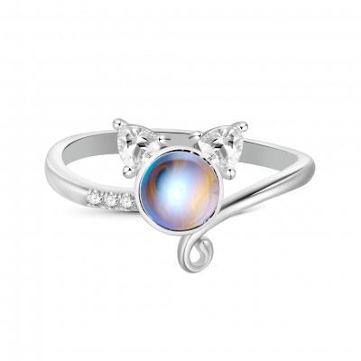 Anillo de Banda de Moonstone de Gato
