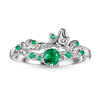 Anillo De Diamante Verde Musgo Elegante