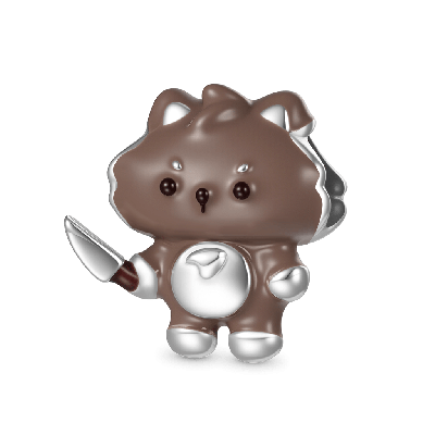 Charm de Lobo Con Cuchillo Afilado